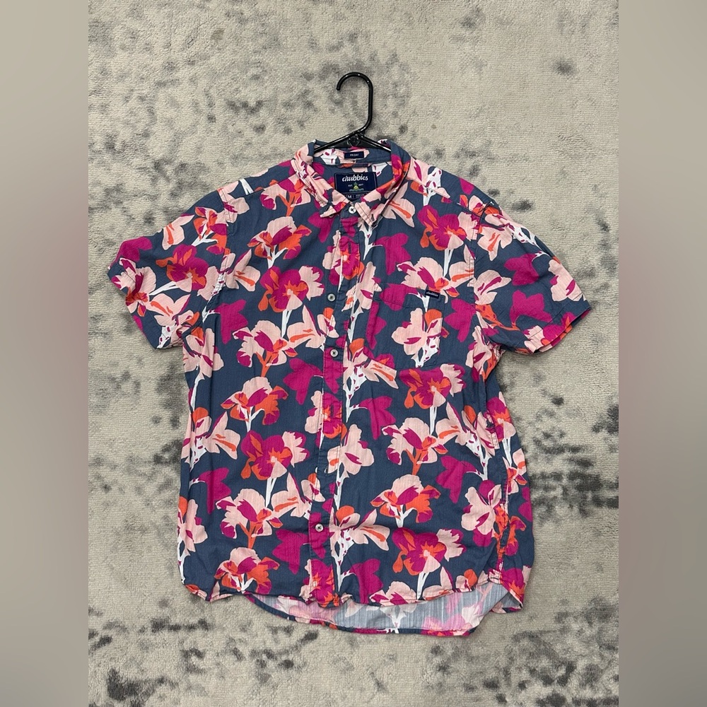Chubbies The Friday Shirt Men's M Multi Floral Slub Poplin The Shakedown Street